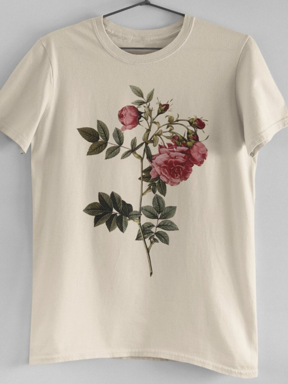 Rose Vintage Floral Print Short Sleeve Graphic Tee T-shirt S-XXL - Picture 3 of 5